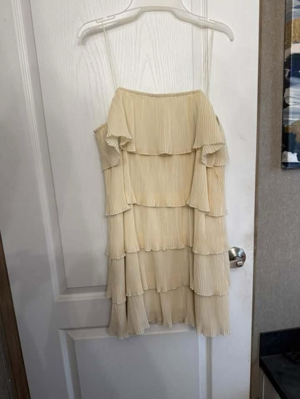 Tiered Ruffle Spaghetti Strap Dress in Cream